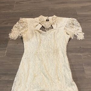 Dollcake Cream Dress with Pearl Accents